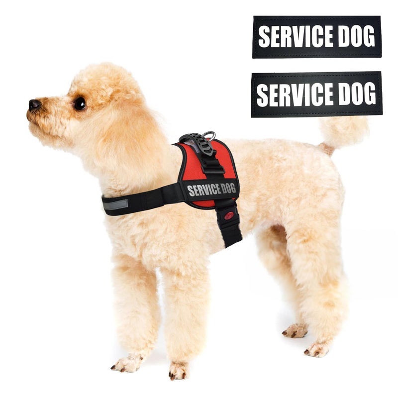 ALBCORP Service Dog Vest Harness â€“ Reflective, No-Pull Harness with Handle & Comfy Mesh Padding â€“ Sizes XXS-XL for Puppies, Small & Large Dogs â€“ 2 Removable Service Patches Included (Small, Red) - Image 2